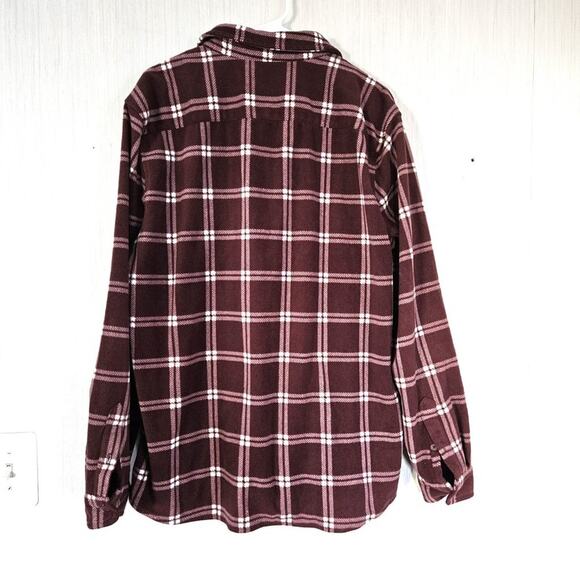 Aeropastale Men Button Front Shirt Long Sleeve Plaid Microfleece -XL -Wine -EUC - Picture 4 of 8